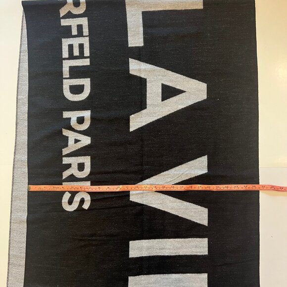 NEW Karl Lagerfeld C'est La Vie Logo Fringed Scarf- Oversized- Unisex - Picture 14 of 14